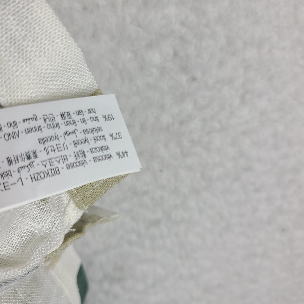 ZARA Shirt Mens XL Green Beige Geometric Linen Hawaiian Button Up Short Sleeve - Picture 7 of 11